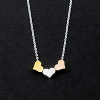 Gold Silver Rose Gold Minimal Heart Pendants Necklaces For Women Three Best Friends Bff Jewelry Stainless Steel Bridesmaid Gift