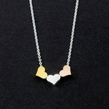 Gold Silver Rose Gold Minimal Heart Pendants Necklaces For Women Three Best Friends Bff Jewelry Stainless Steel Bridesmaid Gift