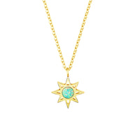 North Star With Blue Opal Stone Charm Necklace For Women Kolye Jewelry 2017 Stainless Steel Collier Femme Bridesmaid Gifts