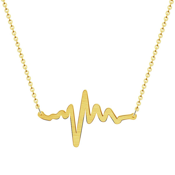 Dainty Heartbeat Pendants & Necklaces For Women's Fashion Jewelry Stainless Steel Chain In Rose Gold Necklace Charm Bijoux Femme