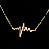 Dainty Heartbeat Pendants & Necklaces For Women's Fashion Jewelry Stainless Steel Chain In Rose Gold Necklace Charm Bijoux Femme