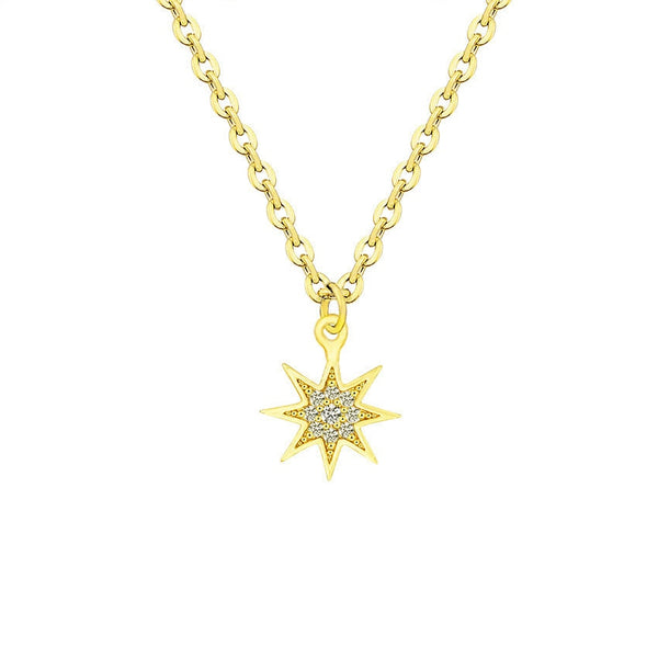 Minimal Star Pendant Necklaces For Women Dainty Crystal Zircon Jewelry Stainless Steel Sun Flower Necklace Bijoux Collier Femme